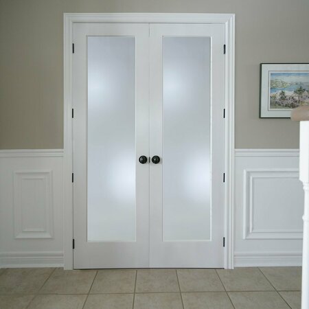 CODEL DOORS 36" x 96" x 1-3/8" Primed 1-Lite with Clear Tempered Glass Interior French 4-9/16" LH Prehung Door 3080pri1501NPCLETLH1D4916